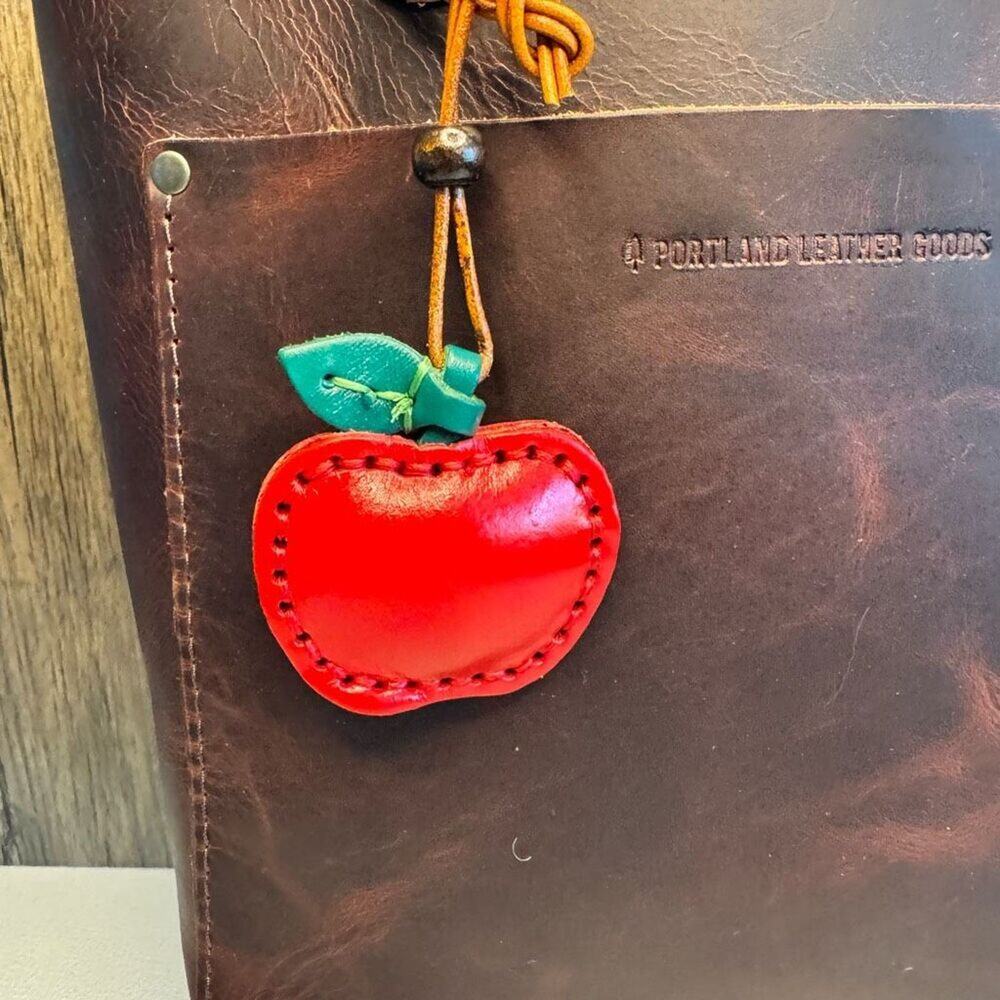 Genuine Leather APPLE Bag Charm Crossbody Purse Bag Flair Keychain NEW